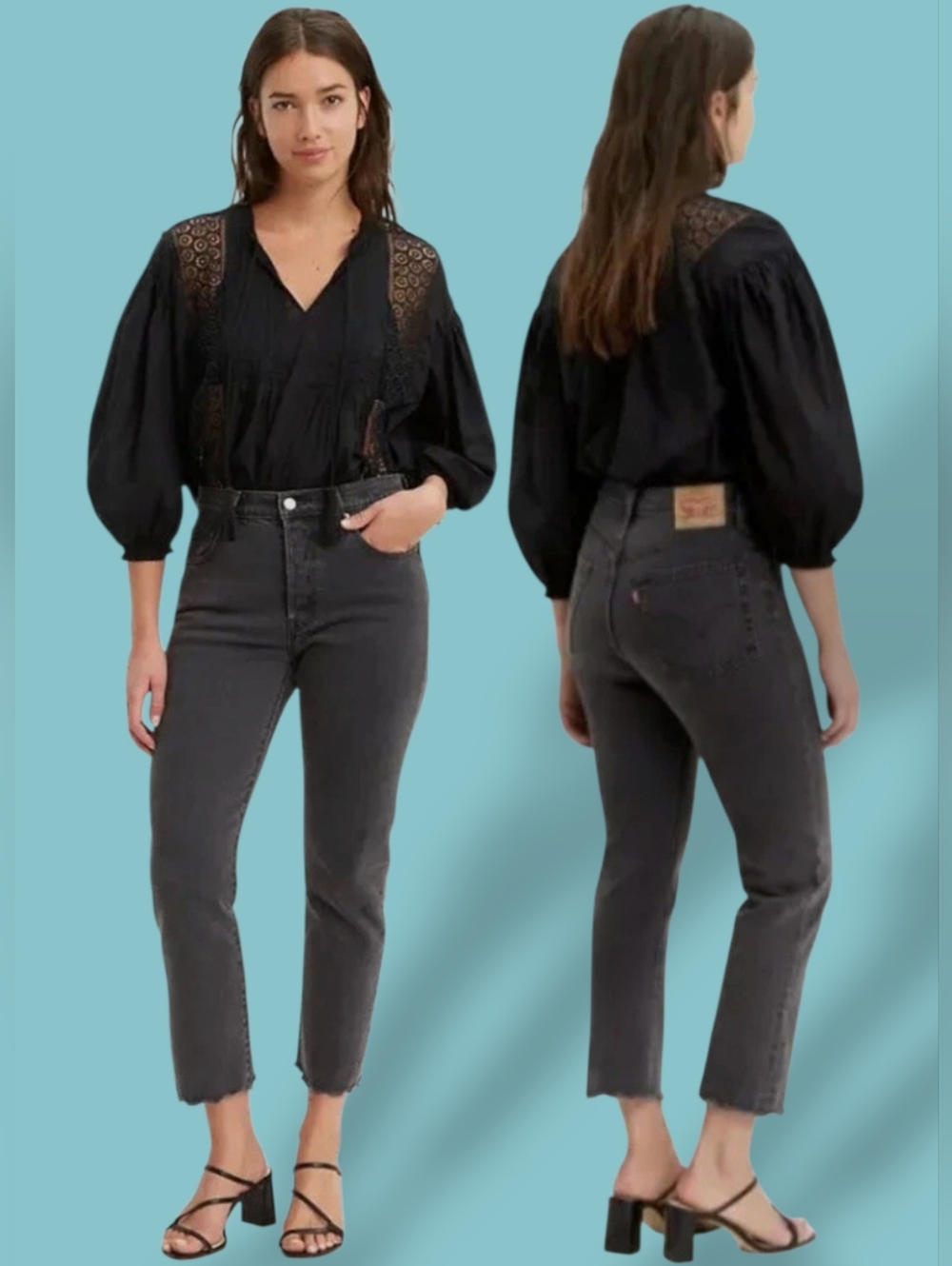 Levi's Women's Faded Black Wash High-Rise Wedgie Skinny Fit Jeans